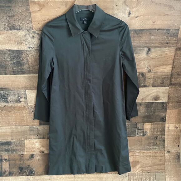 COS Zippered Shirt Dress Hunter Green Women's Size 6 - Picture 1 of 8